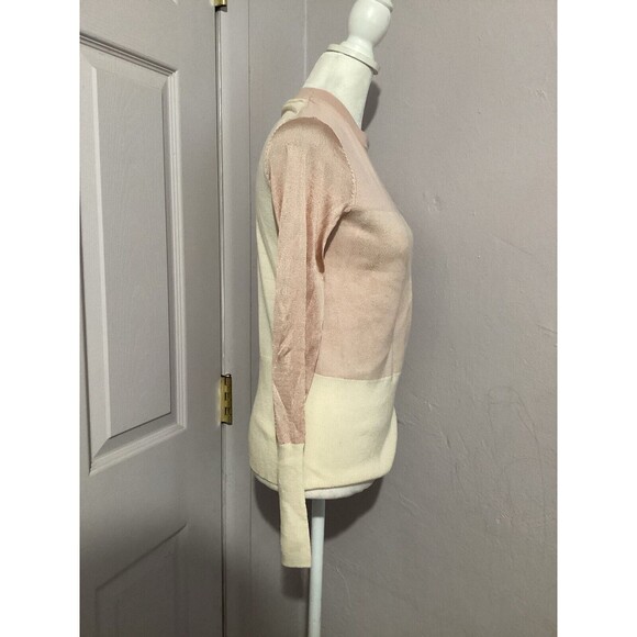 Rag & Bone Marissa Mixed Media Crew Neck Pullover Sweater Light Pink Merino Wool - Picture 5 of 8